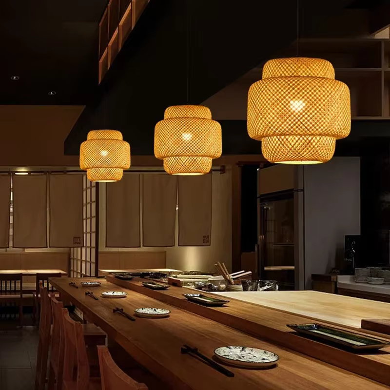 Lampe Suspendue en Bambou Style Chinois, 30cm, Luminaire Décoratif d'Nik, Idéal pour un Restaurant