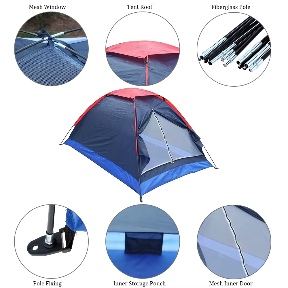 Tente de camping monocouche avec sac pour 2 personnes