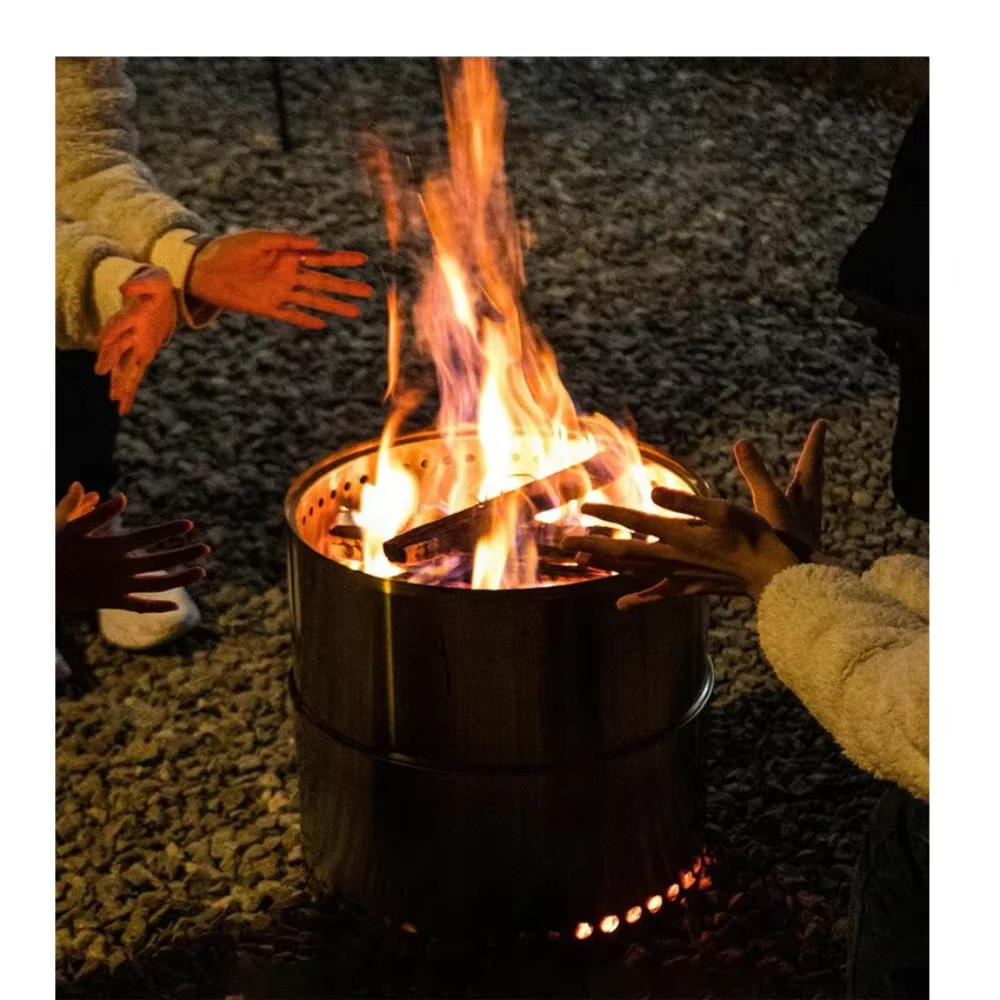 Poêle à bois d'extérieur en acier inoxydable, foyer d'observation du feu, brasero, mini poêle à bois ou à granulés, feu de joie