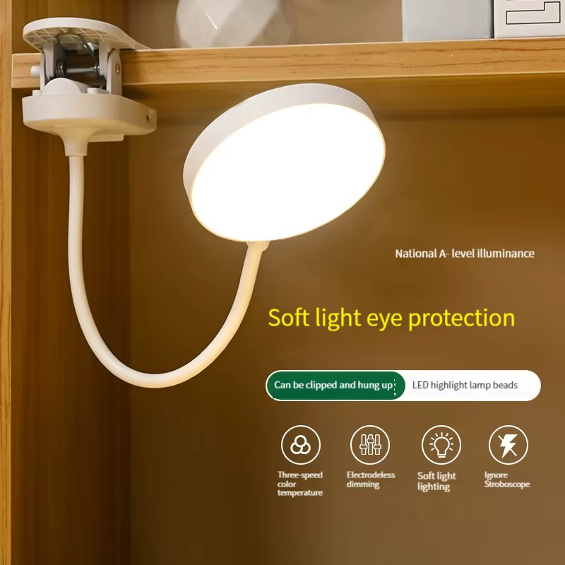 Lampe de bureau à clipser rechargeable par USB