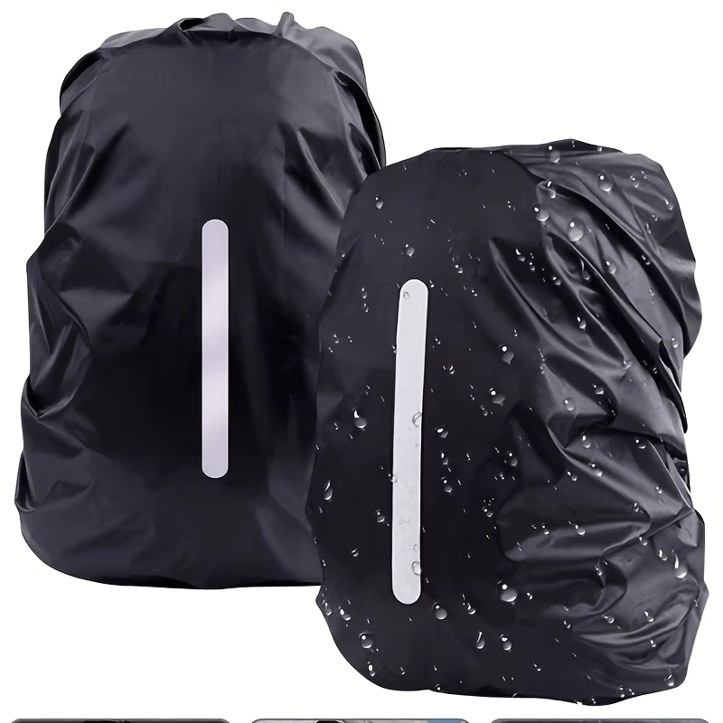 Housse de pluie pliable noire 20-70L pour sac à dos avec bandes réfléchissantes – Idéale pour la randonnée