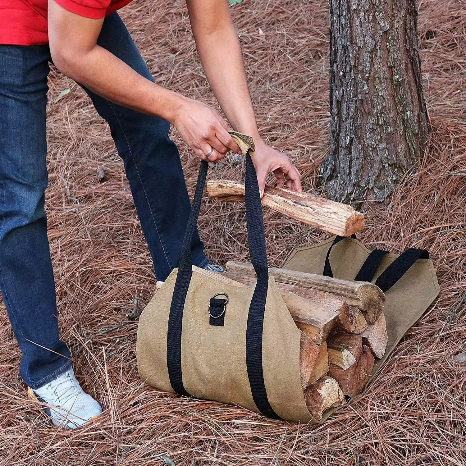 Sac fourre-tout portable pour bois de chauffage extérieur