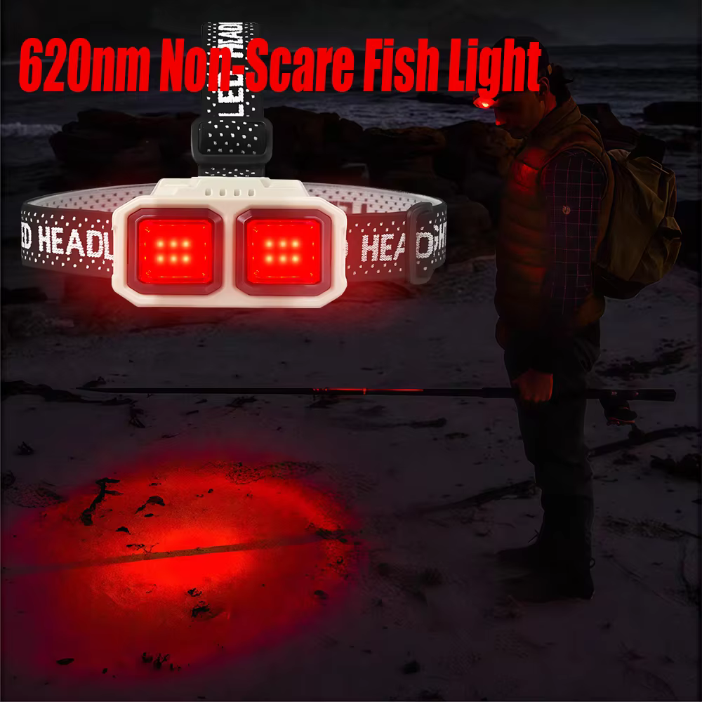 Lampe frontale ultralégère Super lumineuse 300000LM lumière rouge Vision nocturne pêche torche