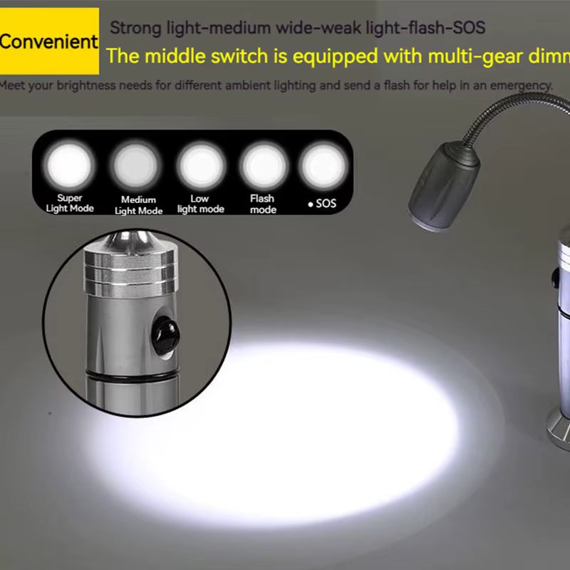 Lampe de poche LED pour barbecue d'extérieur, Zoomable, Super lumineuse, réglable à 360 degrés ° Torche de travail d'urgence de camping avec base magnétique