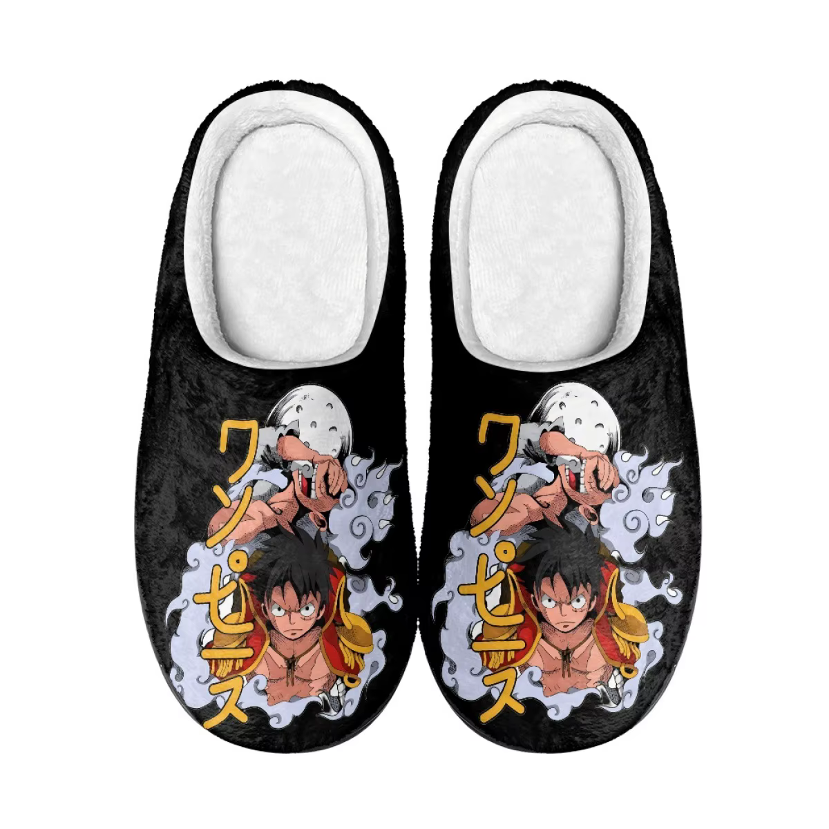 Anime une pièce en peluche pantoufles Luffy Shanks hiver flou chaud coton chaussures mignon Cosplay hommes maison intérieure antidérapant pantoufle cadeaux