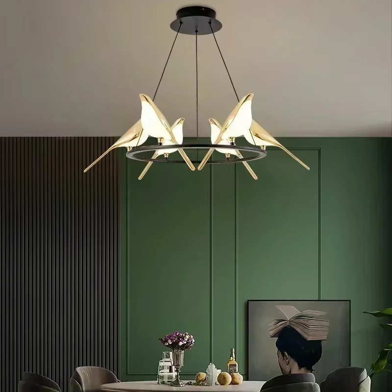 Applique Murale LED Nordique Oiseau Doré Créatif Rotatif pour Salon