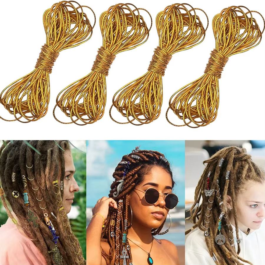 2 pièces, accessoire pour cheveux tressés, décoration pour coiffure tressée de 5 m, cordon élastique tressé africain, pendentif décoratif, emballé en cadeau