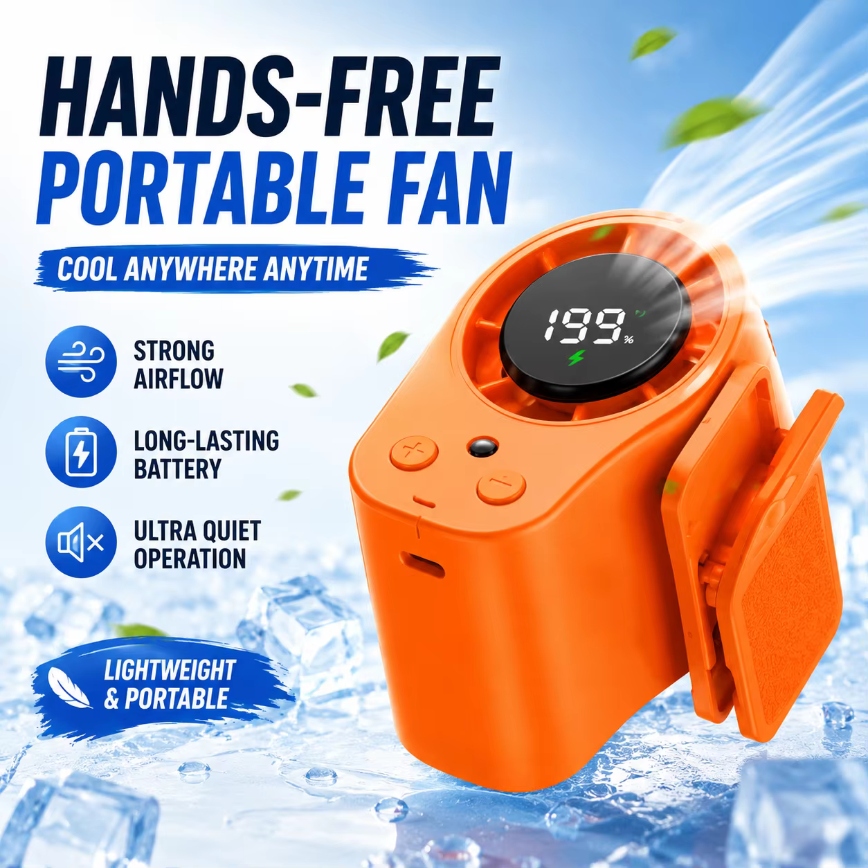 Mini ventilateur portable à pince avec 199 réglages de vitesse