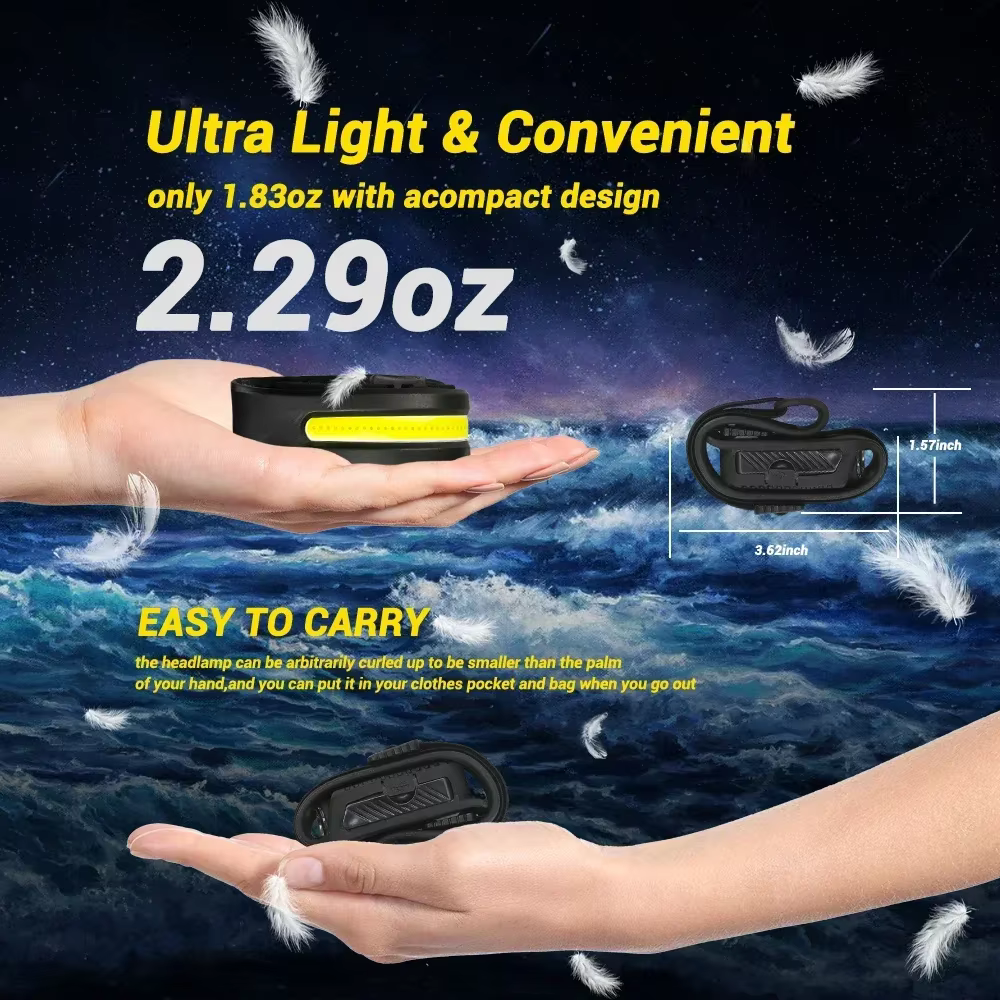 Lampe frontale à induction COB LED avec batterie intégrée
