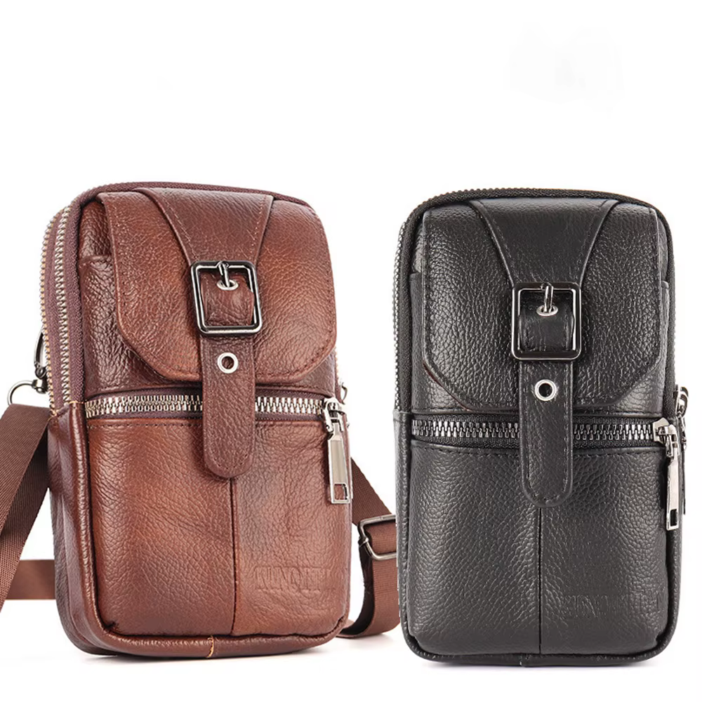 Poudres de téléphone en cuir, petit sac ceinture, sac à main à bandoulière lancé, sac de taille