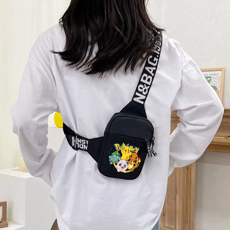 Sacs à bandoulière Pikachu Pokemons, figurines d'anime Charizard, sac de poitrine, mode dessin animé, grande capacité, petit sac à bandoulière, cadeau pour enfants