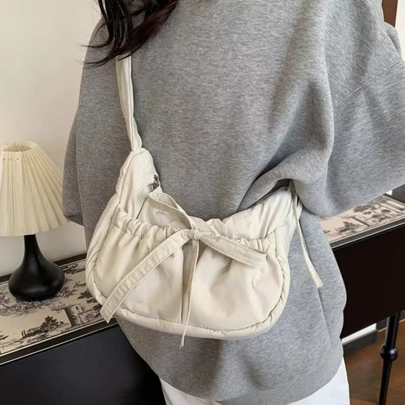 Sacs à main pour femmes sacs à bandoulière en Nylon imperméables grande capacité loisirs sacs à bandoulière simples pour femmes sac plissé à cordon