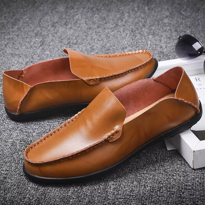 Chaussures pour hommes en cuir véritable souple de haute qualité, mocassins décontractés à enfiler, confortables et paresseux, grandes tailles 47 et plus, souples