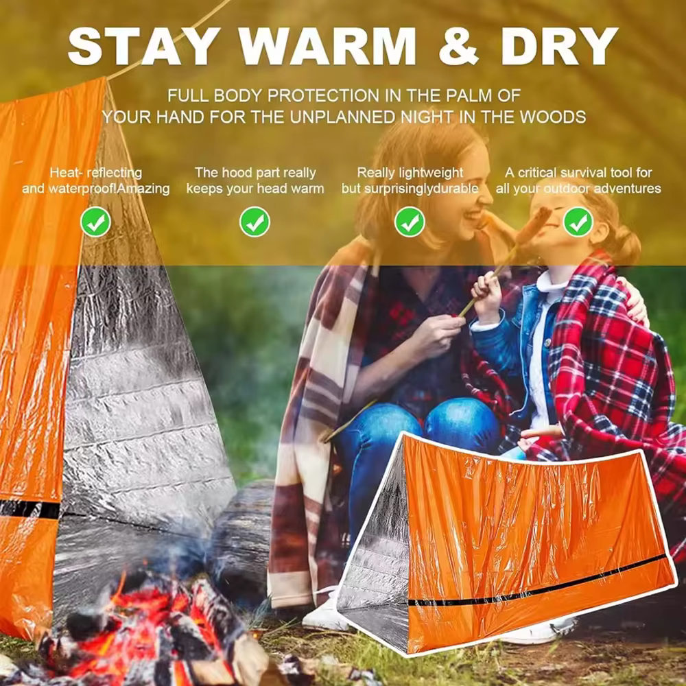 Tente d'urgence 2 personnes imperméable pour camping