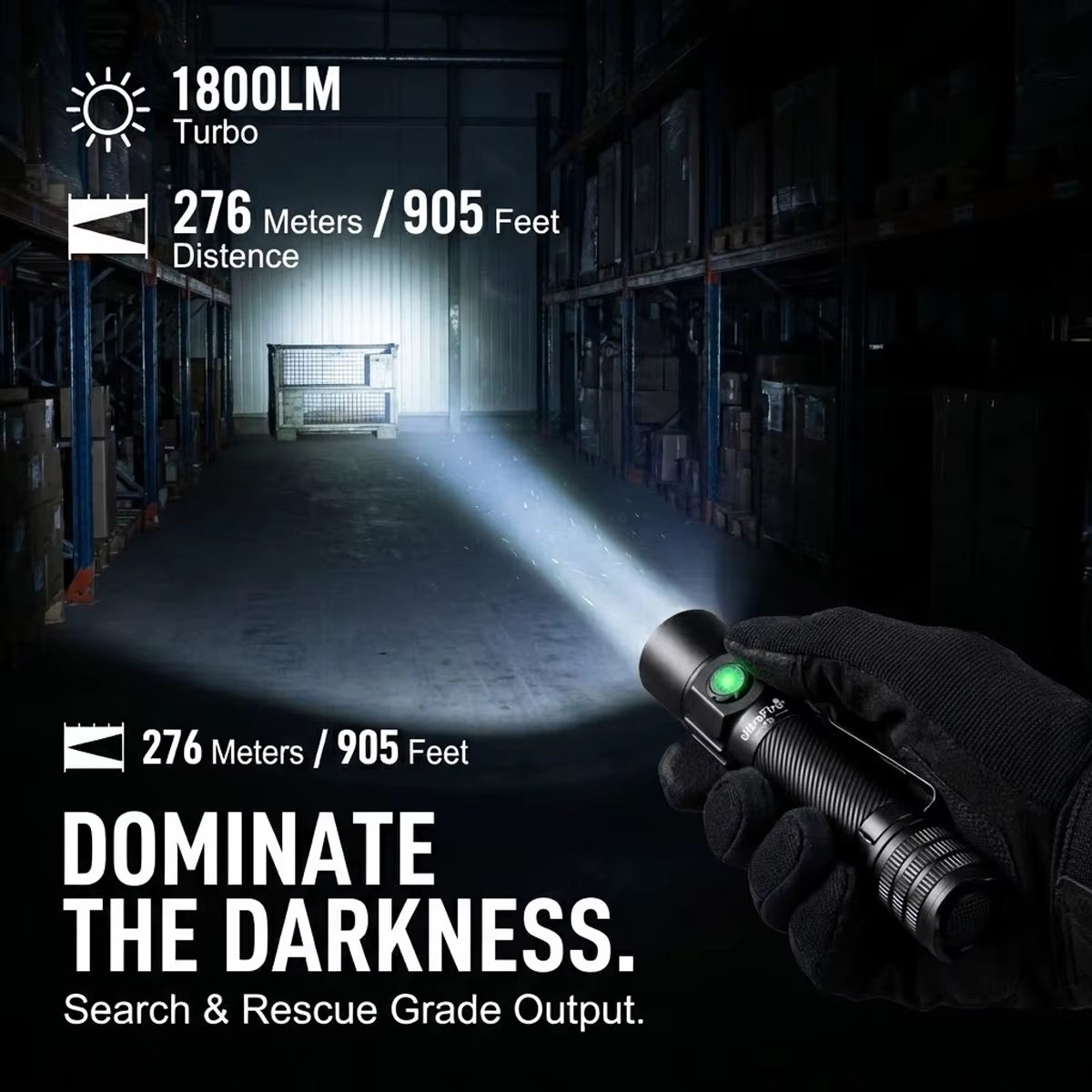 T5 Lampe Torche Tactique 1800 Lumens Double Interrupteur LED USB-C Rechargeable IP68 Police Sécurité EDC