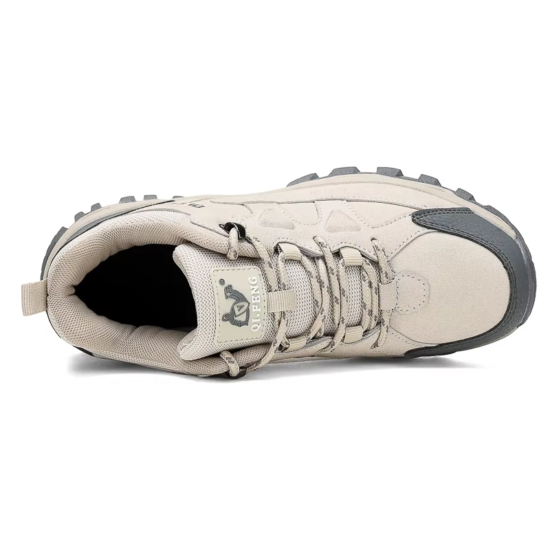 Chaussures de randonnée hiver rétro en cuir extérieur tout-terrain noir antidérapant Trail