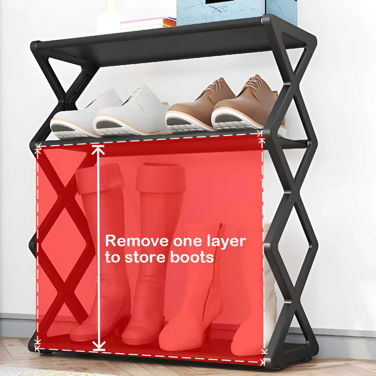 Étagère à chaussures pliable à 4 niveaux, version en boîte, multifonctionnelle, anti-poussière, pour entrées, couloirs, chambres