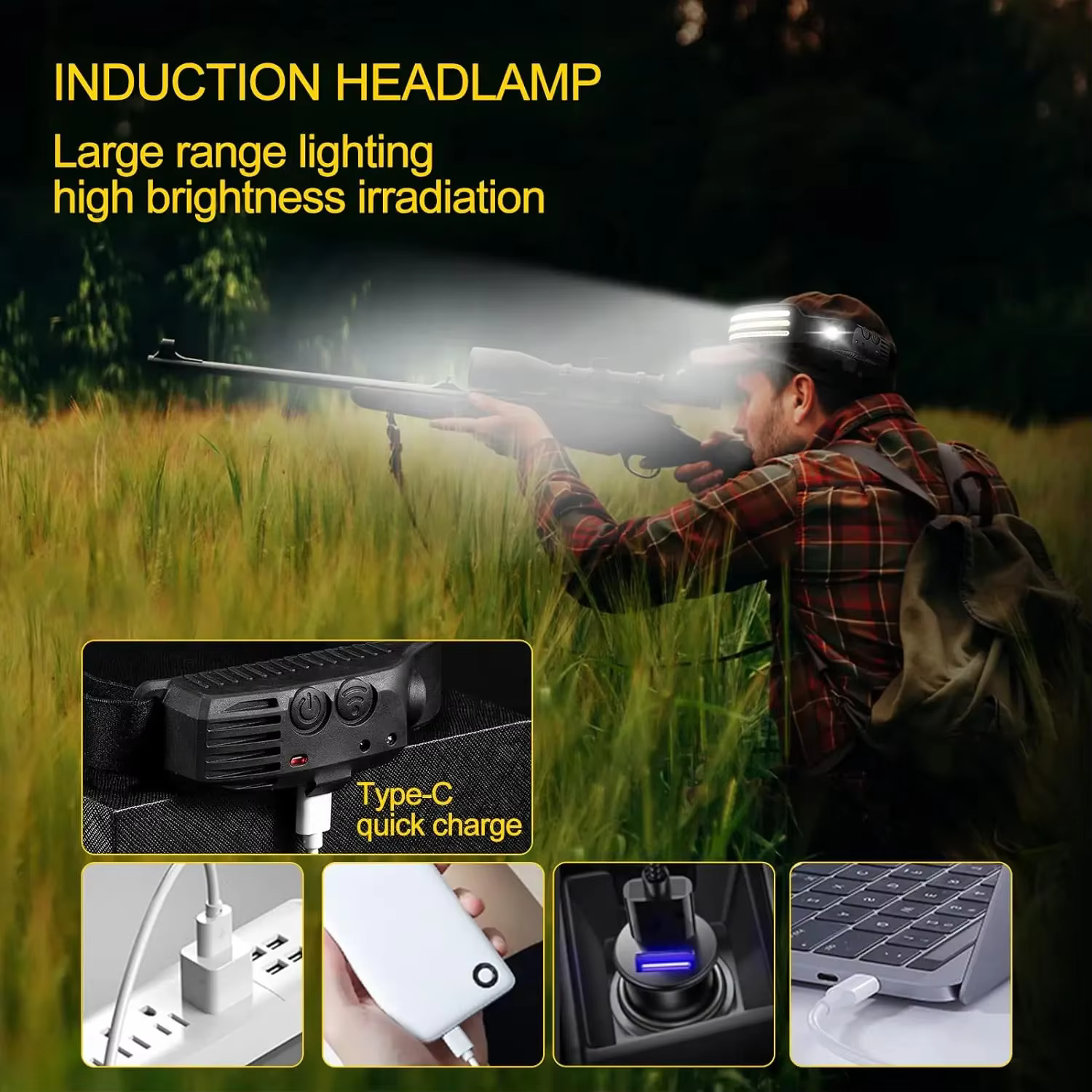 Lampe frontale à capteur de mouvement IR