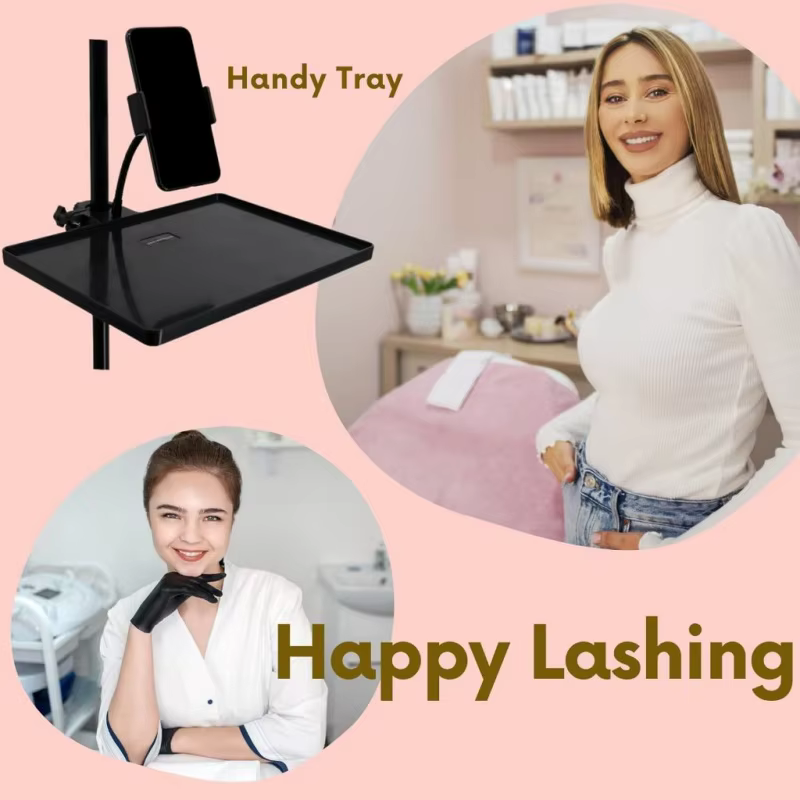 Support de plateau à cils, lampe demi-lune, pince universelle, plate-forme réglable avec support pour téléphone, plateau cosmétique de maquillage pour cils
