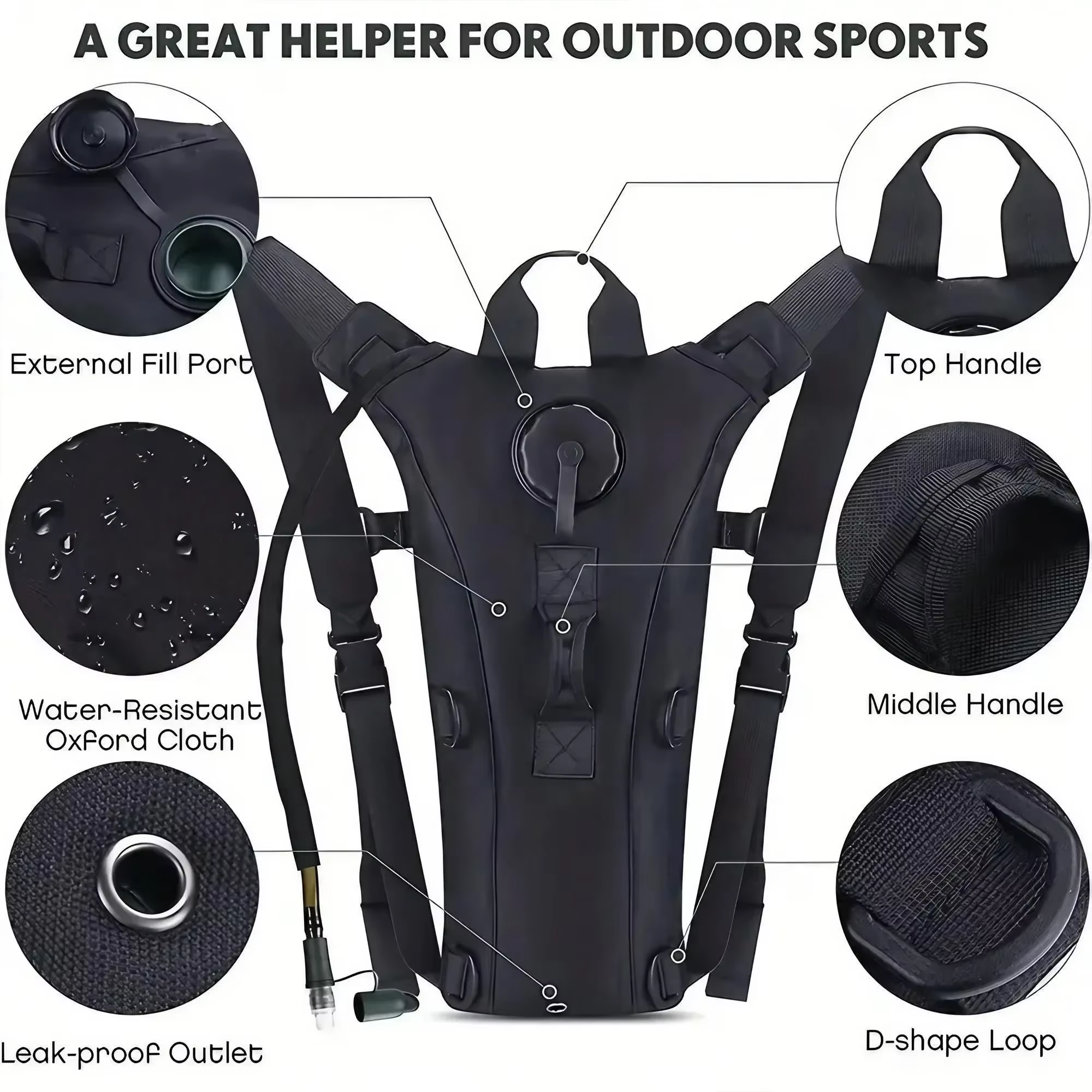 Sac à dos tactique avec poche à eau 3L