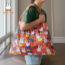 Sac de courses pliable Miffy écologique, grande capacité, en nylon imperméable, sac fourre-tout durable, sac de rangement pour les courses et les voyages, cadeaux