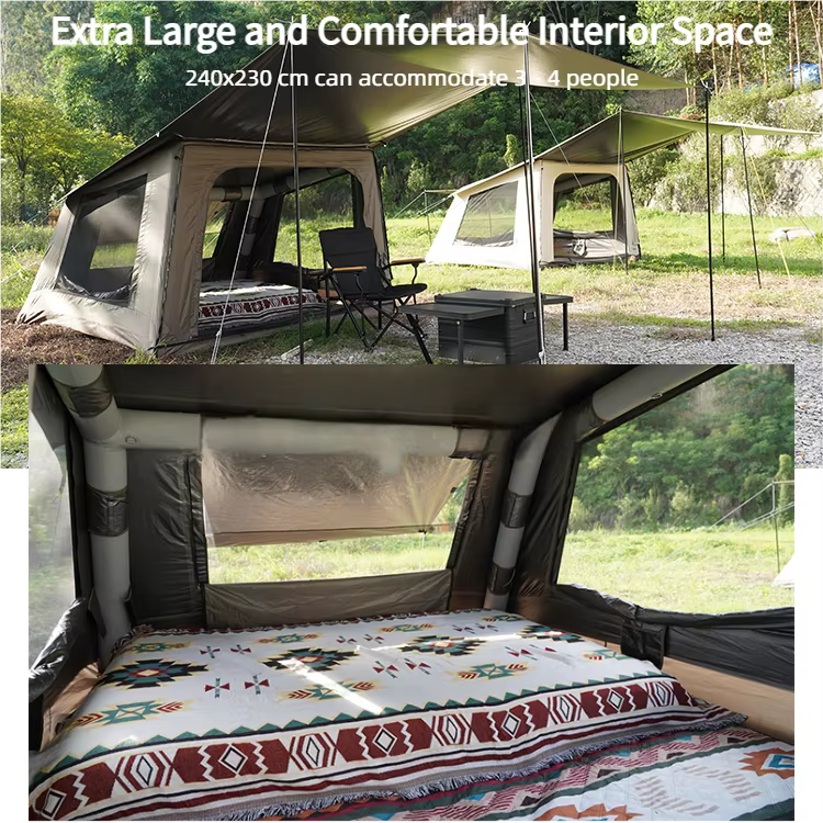 Tente de tourisme gonflable pour le camping et les voyages avec design de piscine intégrée