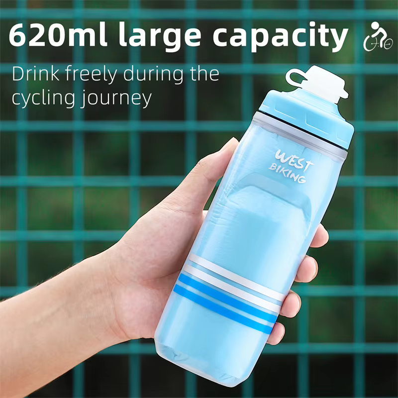 Bouteille d'eau isotherme et anti-fuite WEST BIKING 620 ml pour vélo, course à pied, randonnée, sport