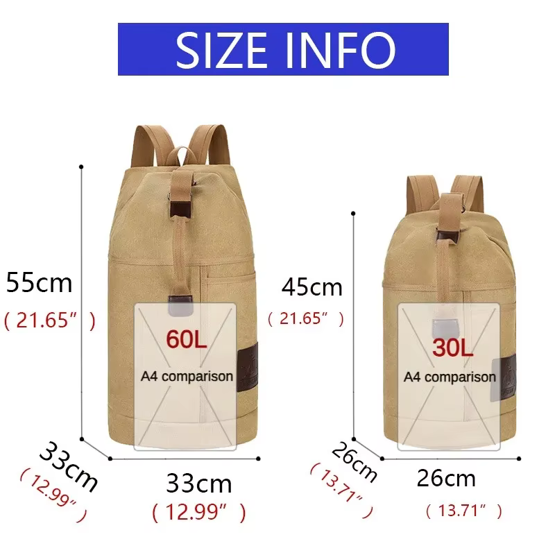 30L/60L sac de sport de plein air sac à dos toile sacs à dos sac d'école randonnée voyage