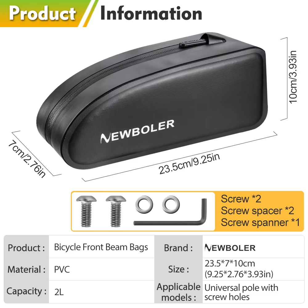 NEWBOLER sac de Tube supérieur de vélo sac de vélo de gravier avec vis sac de cadre de cyclisme en PVC étanche pour vélo de gravier de route vtt