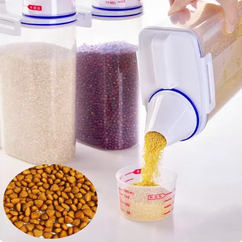 Seau de rangement en plastique pour nourriture pour chiens et chats