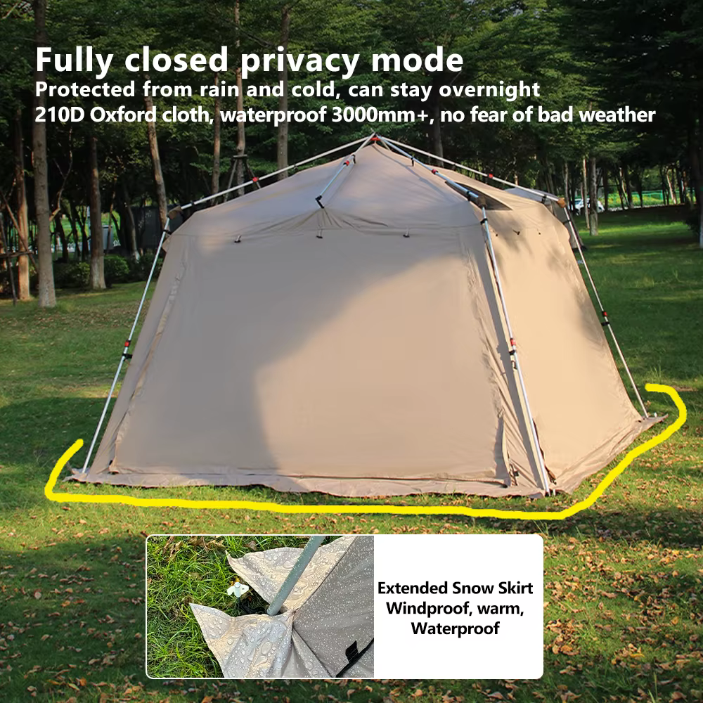 Tente chaude 4 saisons avec poêle Jack Camping familial grand abri solaire coupe-vent étanche avec poteaux en aluminium tous temps en plein air