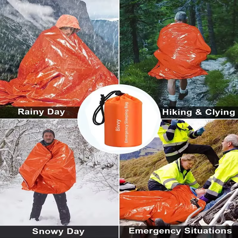 Sac de couchage d'urgence thermique léger et imperméable - Sac de bivouac - Couverture de survie pour le camping