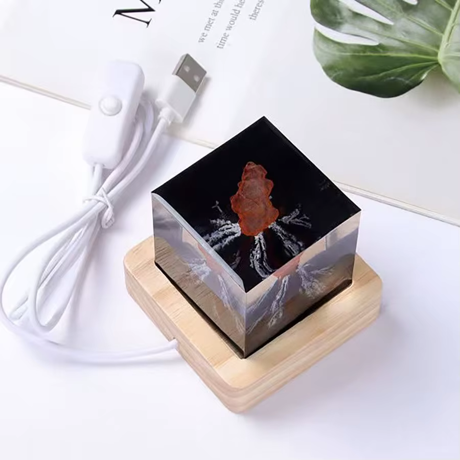 Lampe Volcan Rechargeable en Résine 3D