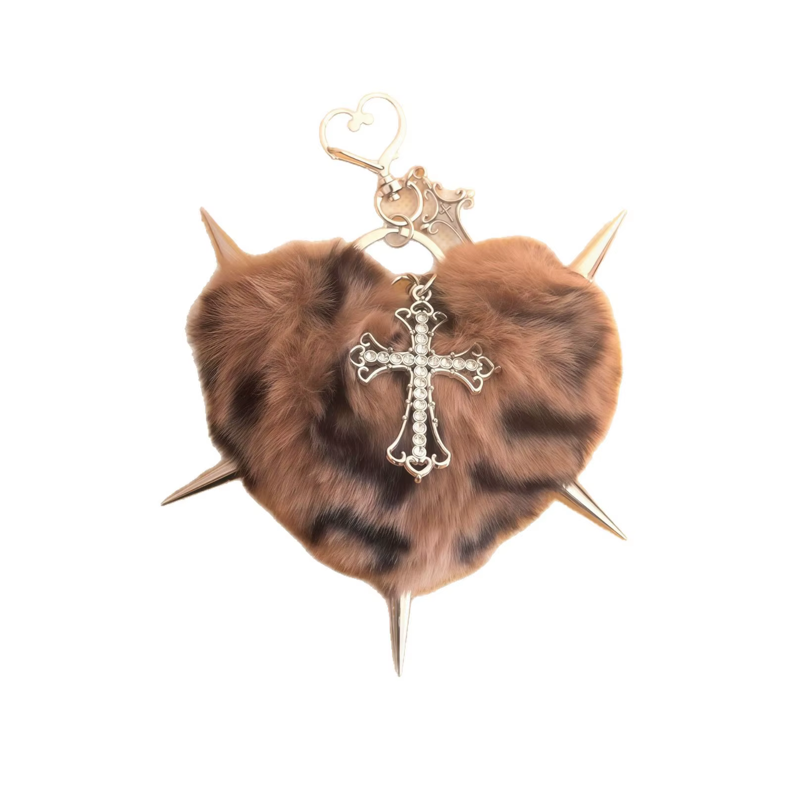 Punk bijoux imprimé léopard Rivet croix porte-clés
