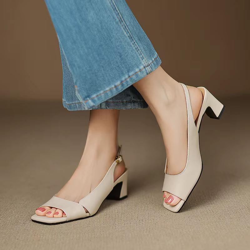 2025 nouvelles femmes chaussures en cuir véritable plates-formes à talons hauts confort chaussures d'été décontractées femme boucles quotidien rue mode sandales