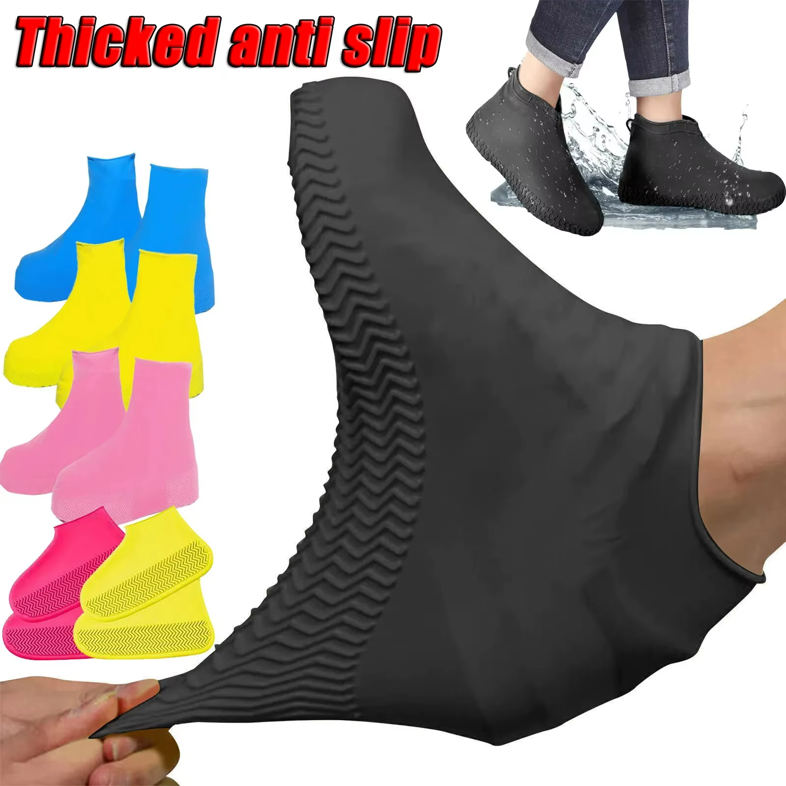 Couvre-chaussures imperméables en silicone antidérapants