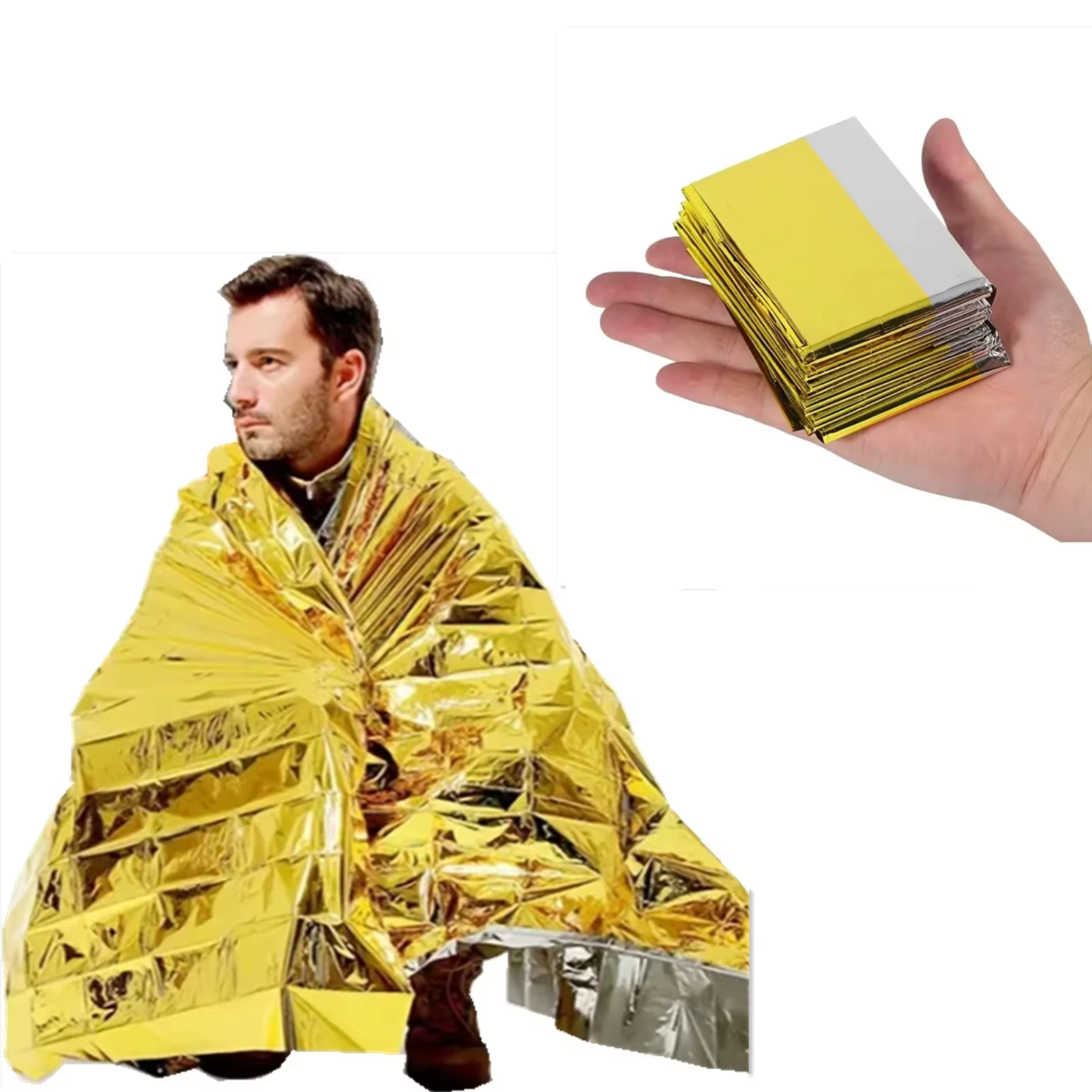 Couverture de survie d'urgence en or et argent pour l'extérieur