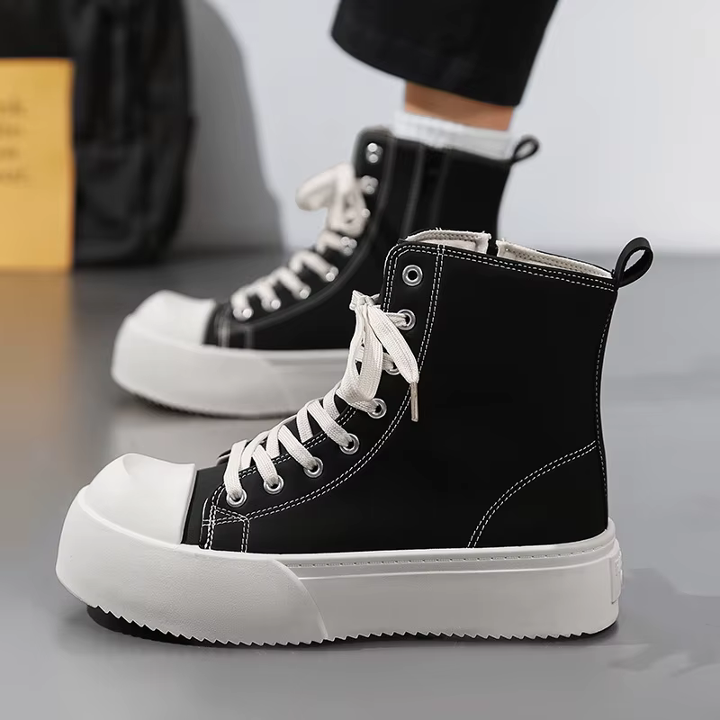 Chaussures confortables à bout rond pour hommes, polyvalentes pour toutes les saisons, semelle épaisse, style décontracté et sportif, doublure en maille respirante, adaptées aux jeunes
