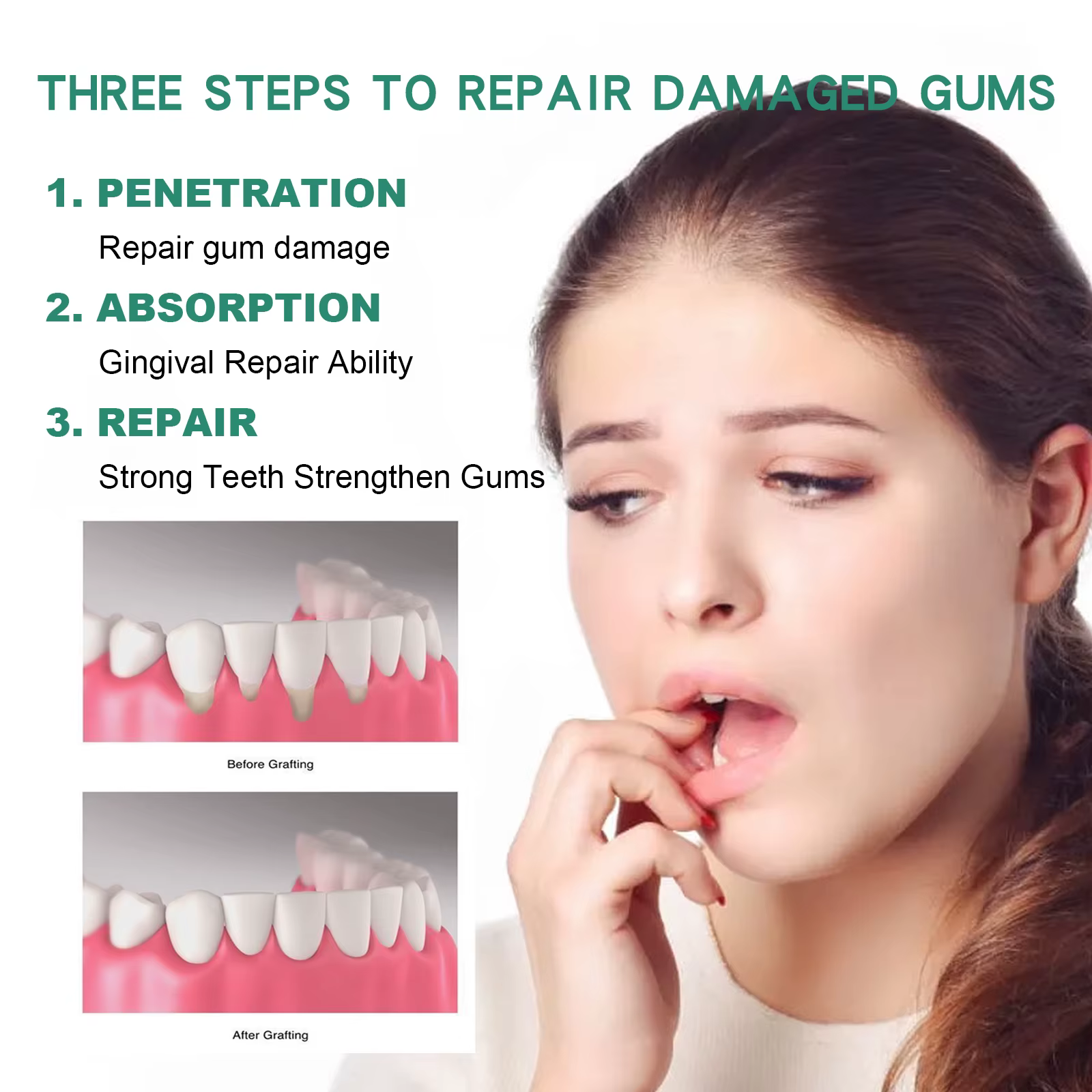 Gouttes de réparation des gencives, soulage la récente, gonflement gingivale, soins de nettoyage des gencives, hygiène buccale parodontale, élimine les taches jaunes
