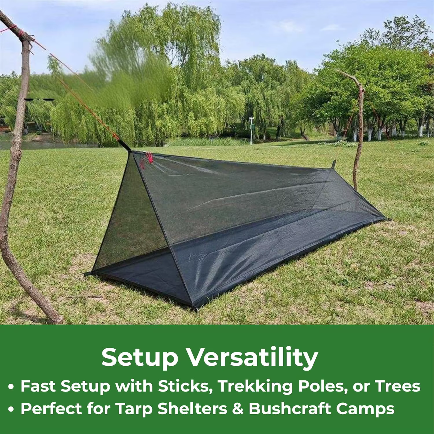 Tente bivouac ultralégère pour 1 personne – Abri en maille anti-insectes avec plancher imperméable pour la randonnée
