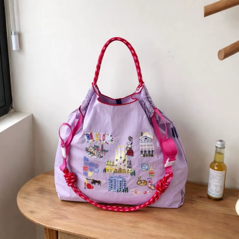 【Offre Spéciale】Sac à main brodé pour femme, style danse espagnole, grande capacité, sac à bandoulière, sac de navetteur, léger, pliable, pour le sport, les loisirs, les festivals et les soirées