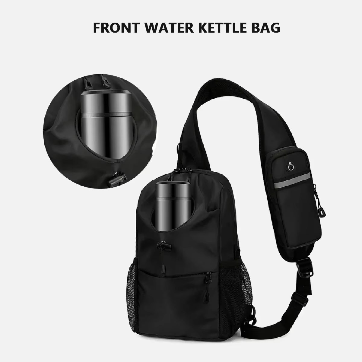 Sac de poitrine de sport et de loisirs à la mode, matériau en nylon imperméable, sac de rangement pour téléphone, multifonctionnel et multicouche
