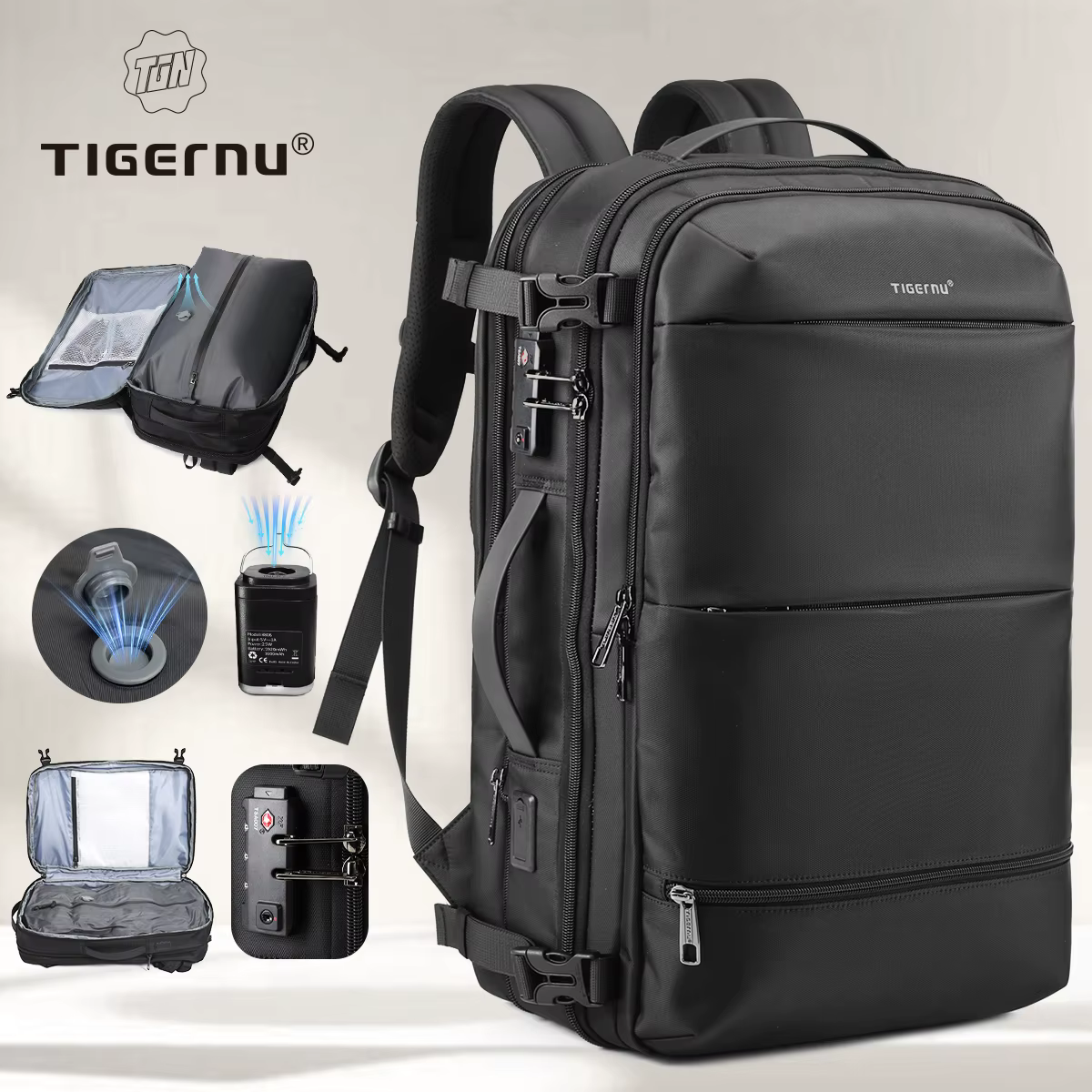 Sac à dos de compression sous vide Tigernu pour hommes et femmes