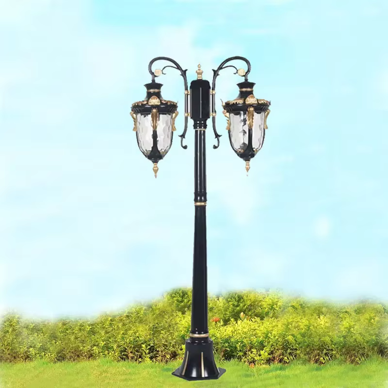 Lampe de jardin extérieure étanche, style rétro européen, lampadaire de rue pour villa, lampadaire paysager sur poteau haut