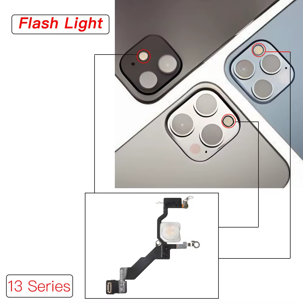 Pièce de rechange pour lampe de poche iPhone 12 13 Mini Pro Max