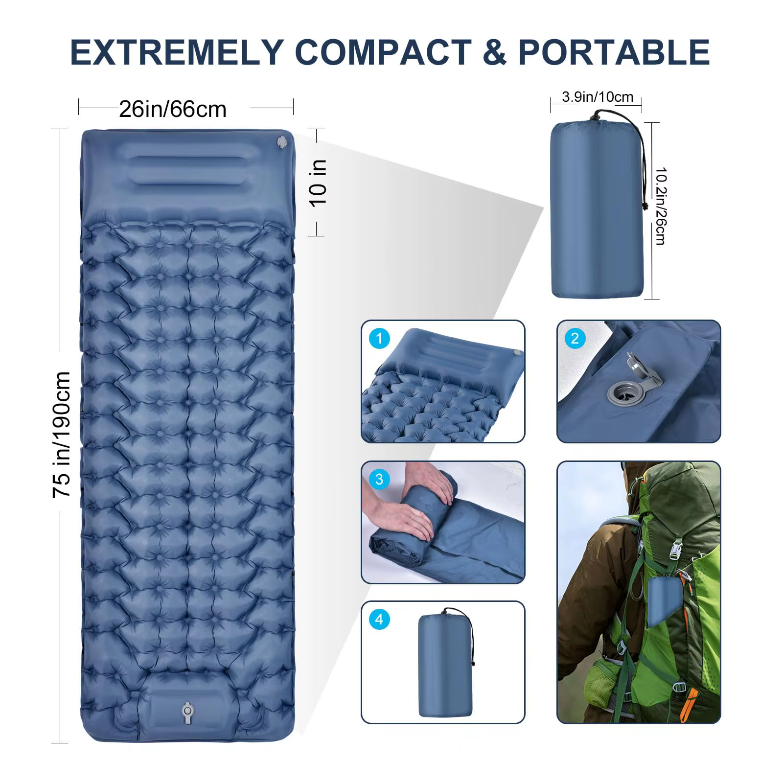 Matelas gonflable de camping extérieur avec oreillers