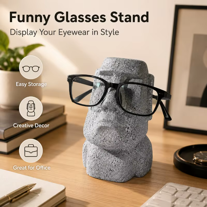 Support de lunettes rigolo style Moai