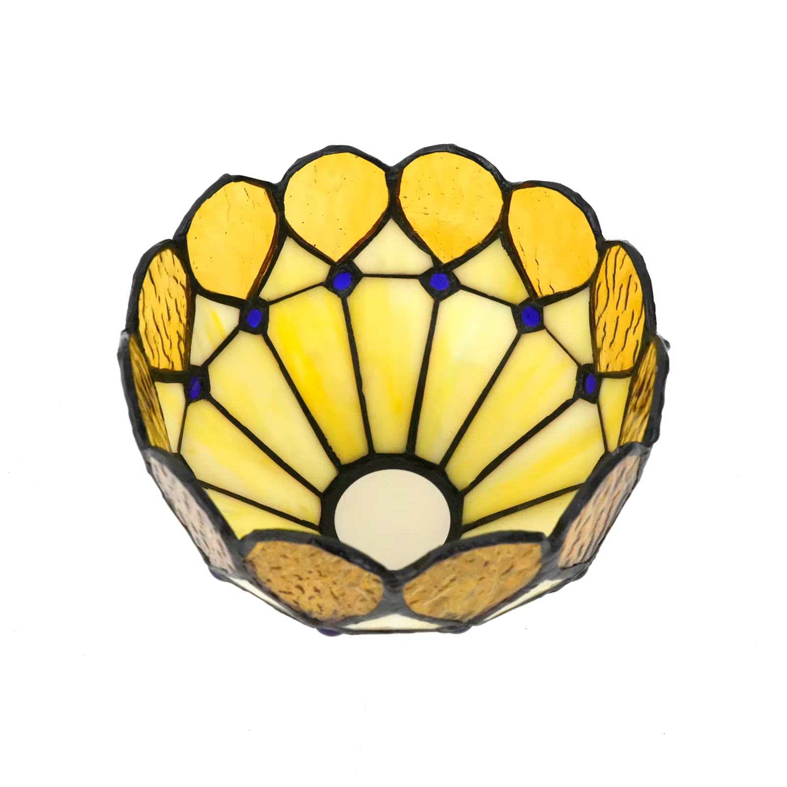 Abat-jour en verre coloré style Tiffany, abat-jour de remplacement pour lustre à branches, abat-jour de lampe murale, diamètre 6 pouces, jaune