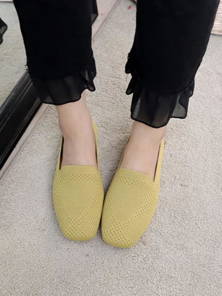 Ballerines carrées pour femmes, mocassins décontractés, semelle confortable, chaussures paresseuses respirantes douces, 2024