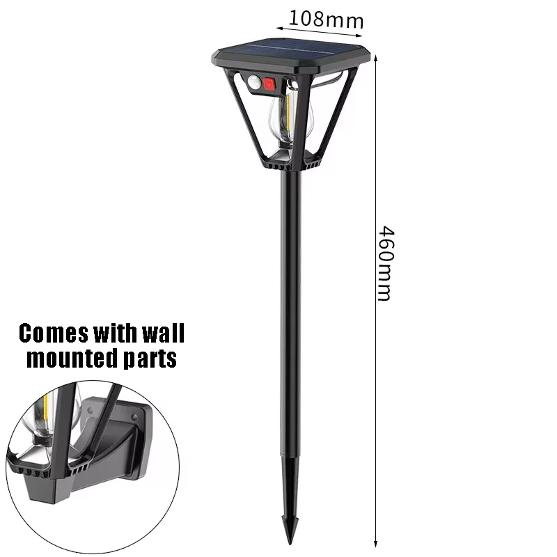 1/4 pièces capteur de mouvement solaire lumière extérieure éclairage étanche double usage lampe de pelouse et applique murale pour jardin ou porche